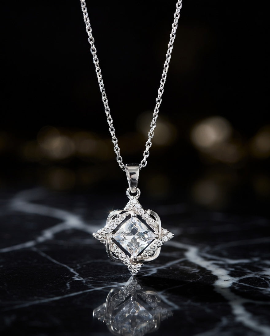Starlight Blossom Princess-Cut Necklace