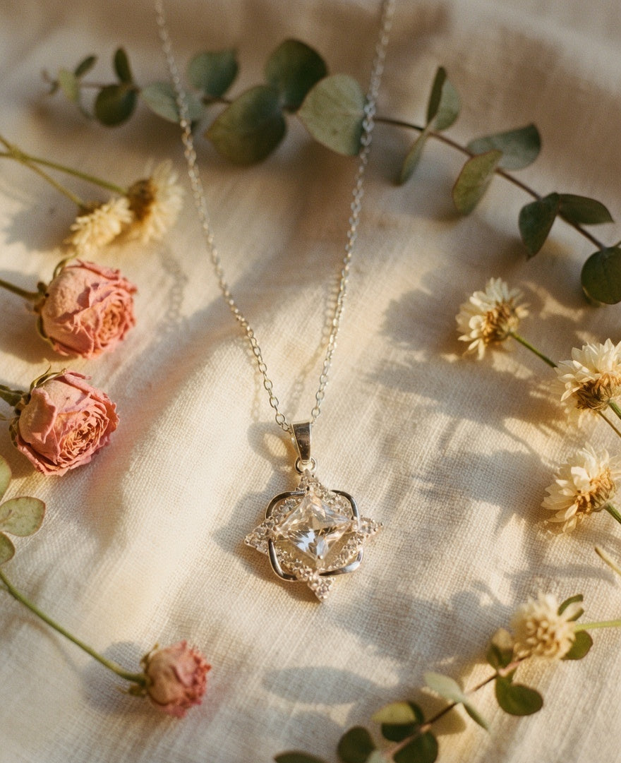 Starlight Blossom Princess-Cut Necklace