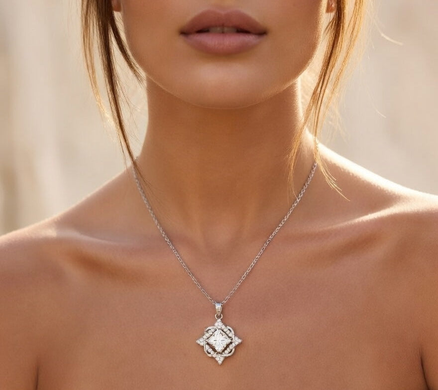 Starlight Blossom Princess-Cut Necklace