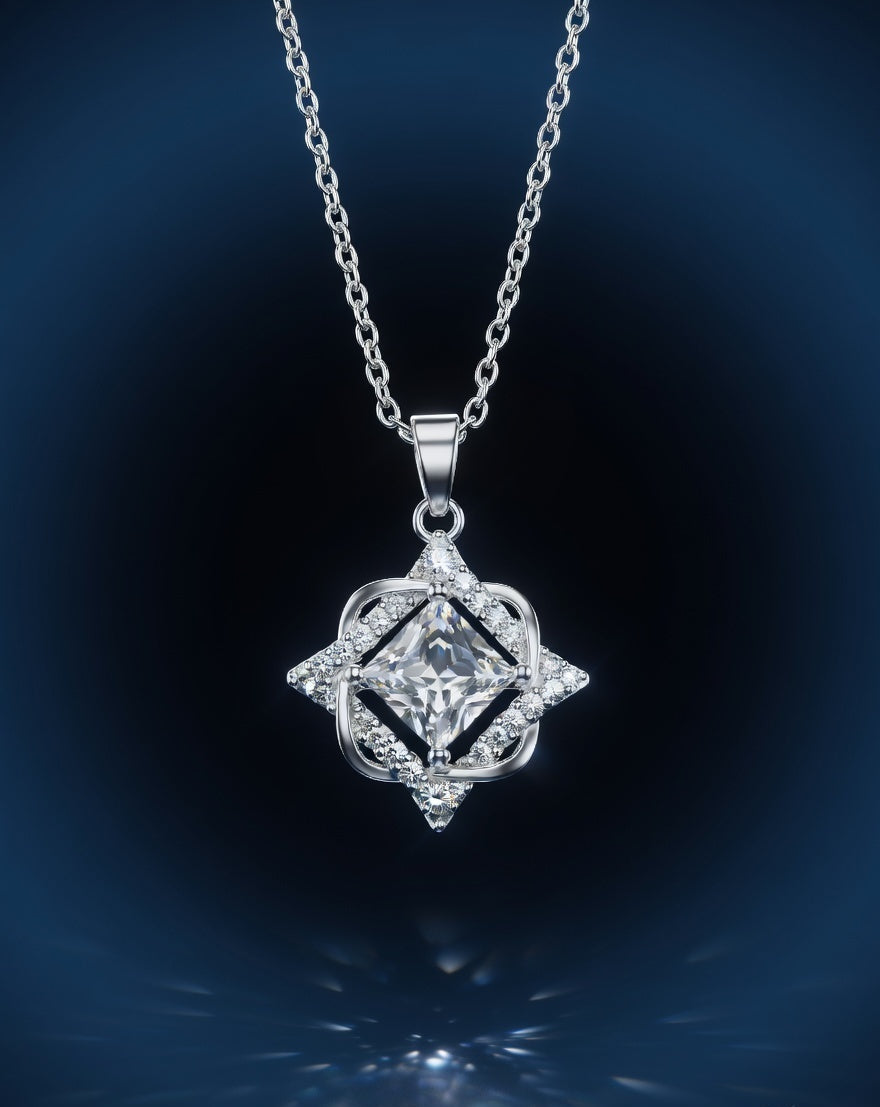 Starlight Blossom Princess-Cut Necklace
