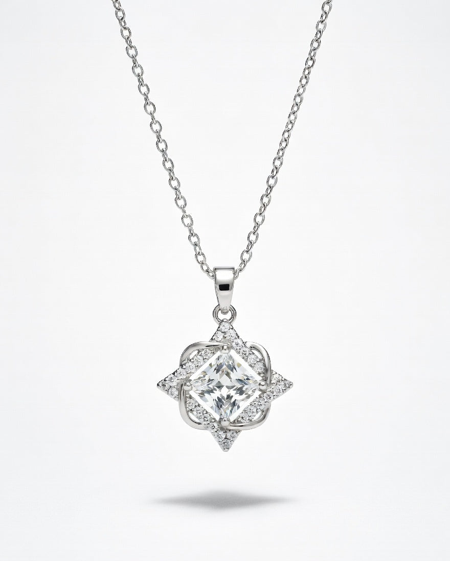 Starlight Blossom Princess-Cut Necklace
