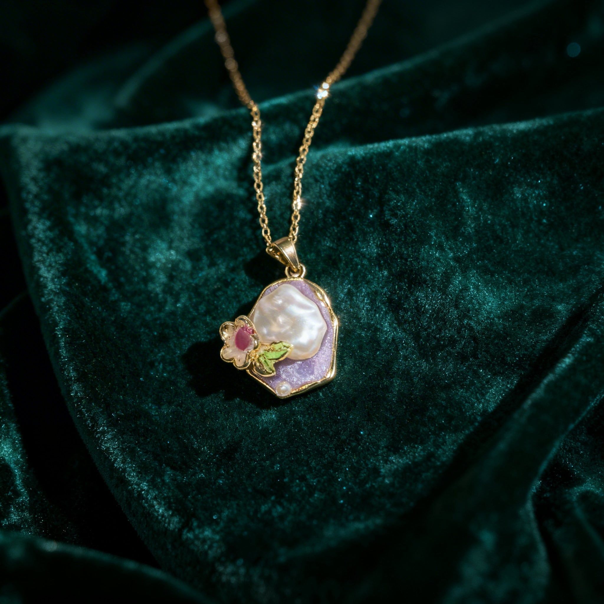 Blossom Pearl Enamel Necklace